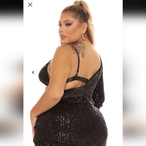 Fashion Nova 2X Epic Nights Sequin Gown Dress Black Party Sexy AX-1592 - Picture 4 of 14